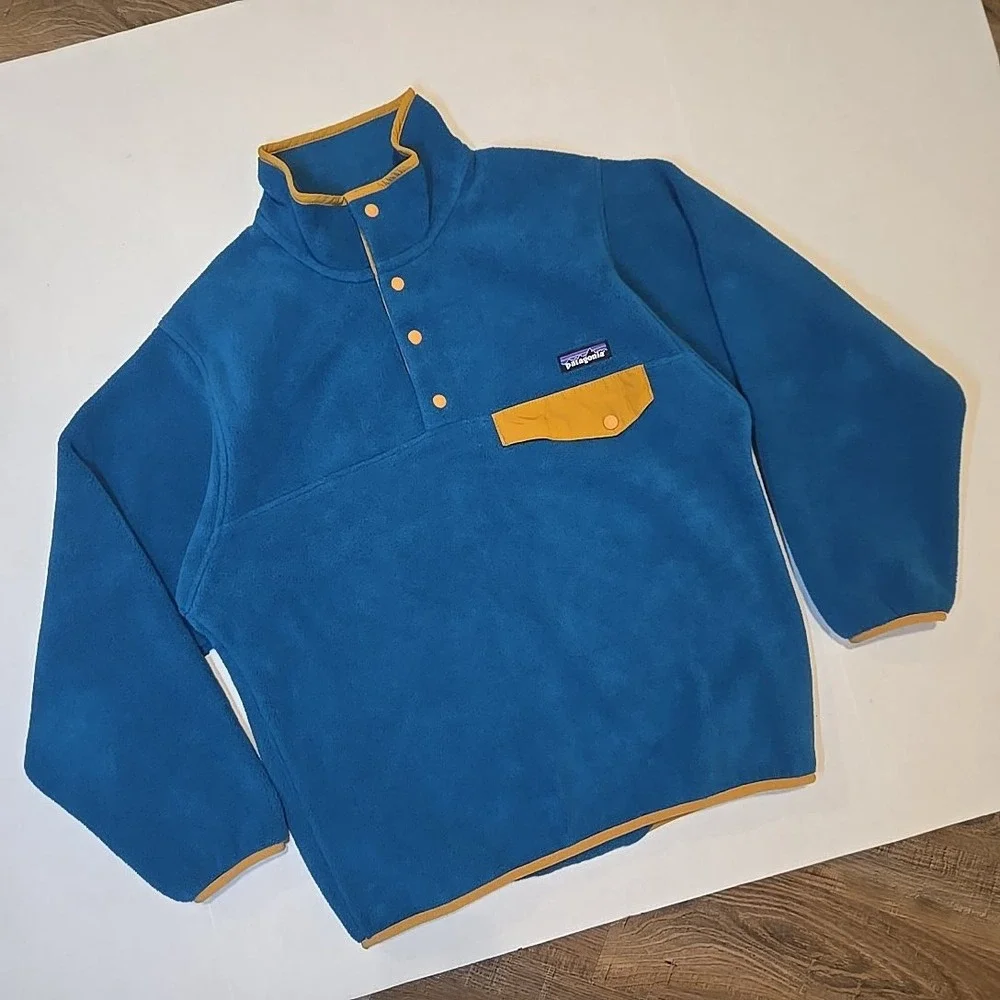 Patagonia Fleece Snap-T Pullover‎ Underwater Blue Men's XS Synchilla USA Jacket